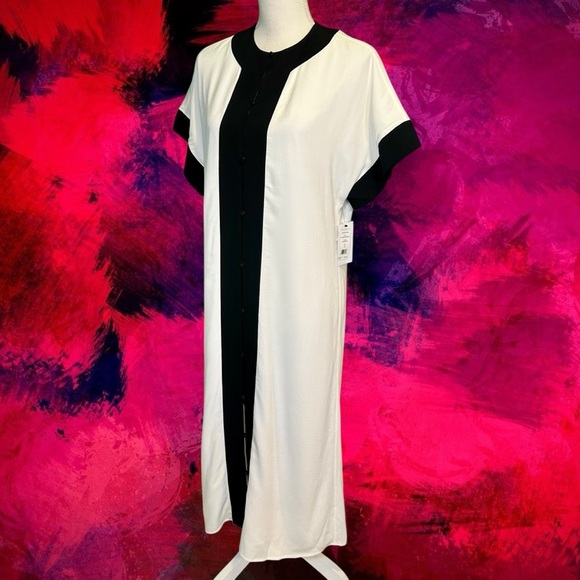 NWT Equipment Femme ‘Claudine’ Button-Up Dress in Ivory / Black Size Small - Picture 6 of 16